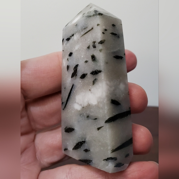 Green Tourmaline Crystal Tower in Quartz Matrix - Picture 11 of 11